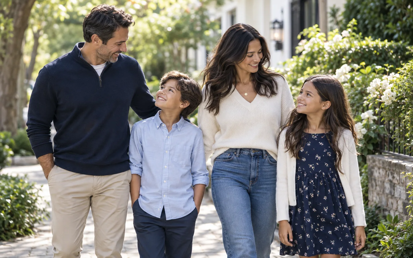 Family walking together outdoors
