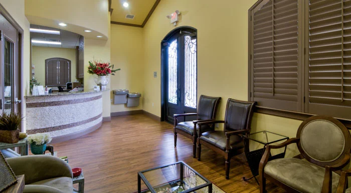 Seating area beside the reception desk
